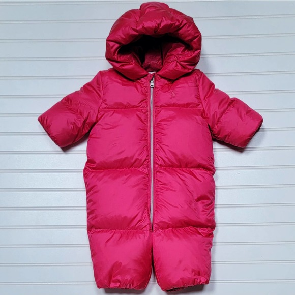 Ralph Lauren Pink One-Piece Down Puffer Snowsuit